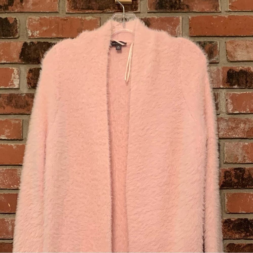 The Limited Powder Pink Fuzzy Sweater Coat Cardigan Duster Pockets Sz M - Picture 4 of 11